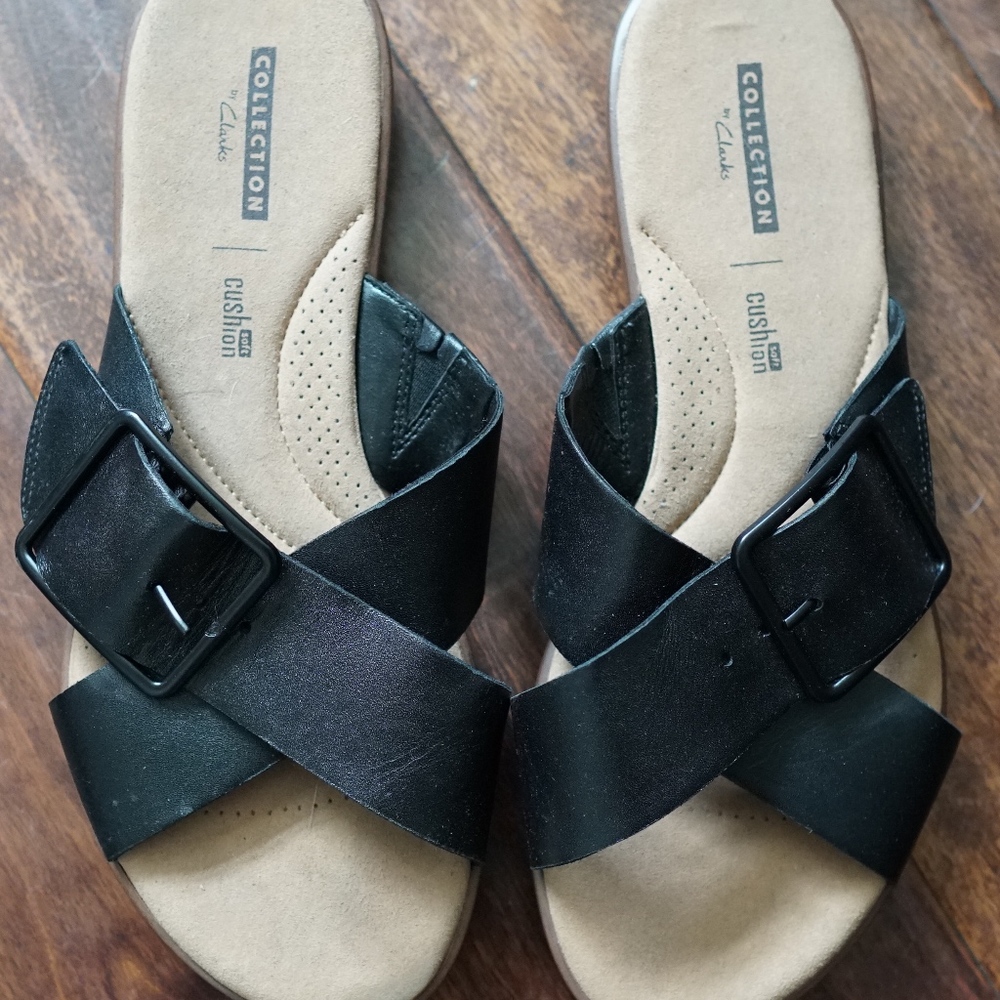 Clarks Women's Kele Heather Sandal, Black, Size 9